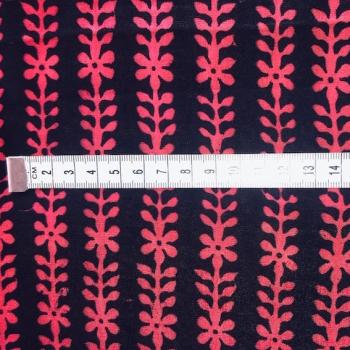 Preview: Hand Block Print aus Indien – PINK BLACK FLORAL Viskose